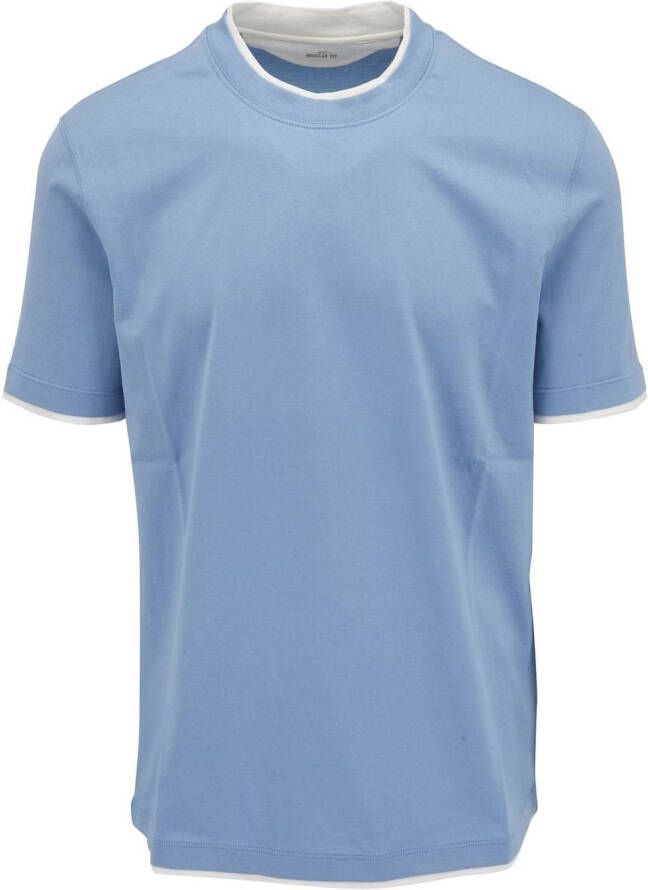 Brunello Cucinelli T-shirt met gelaagde afwerking Blauw
