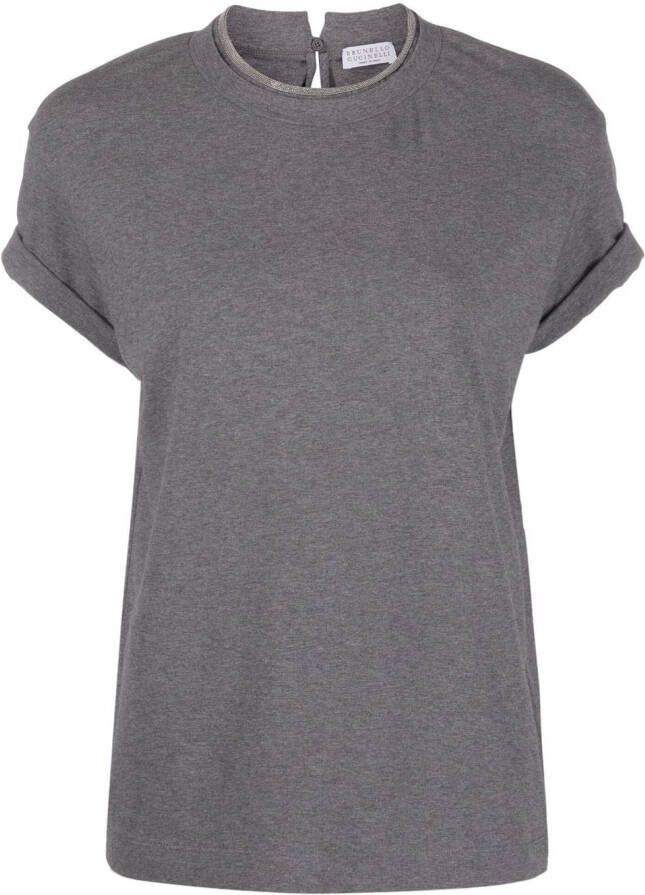 Brunello Cucinelli T-shirt met glitter afwerking Grijs