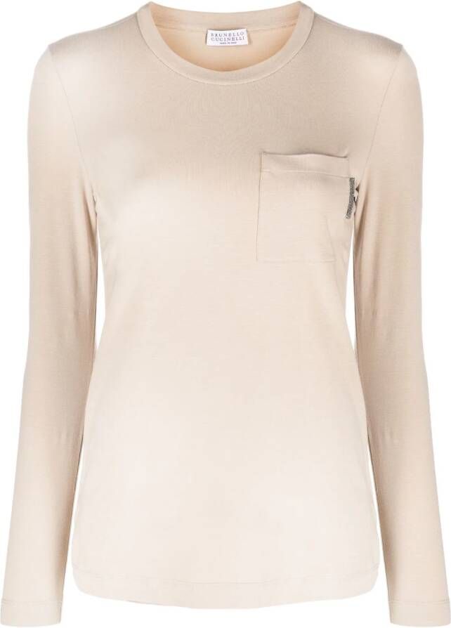 Brunello Cucinelli T-shirt met kralen Beige