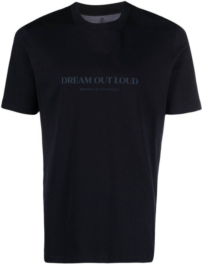 Brunello Cucinelli T-shirt met logoprint Blauw