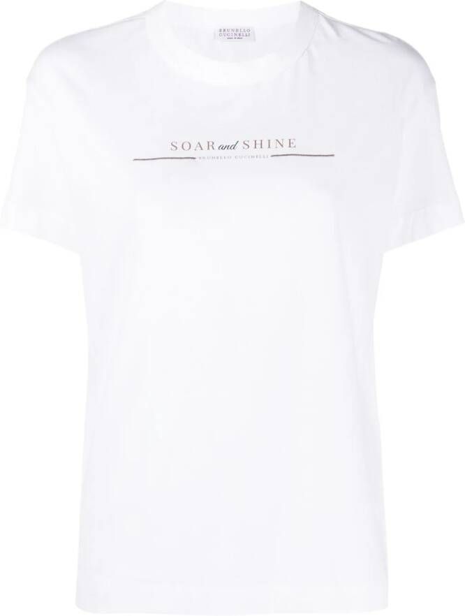 Brunello Cucinelli T-shirt met logoprint Wit