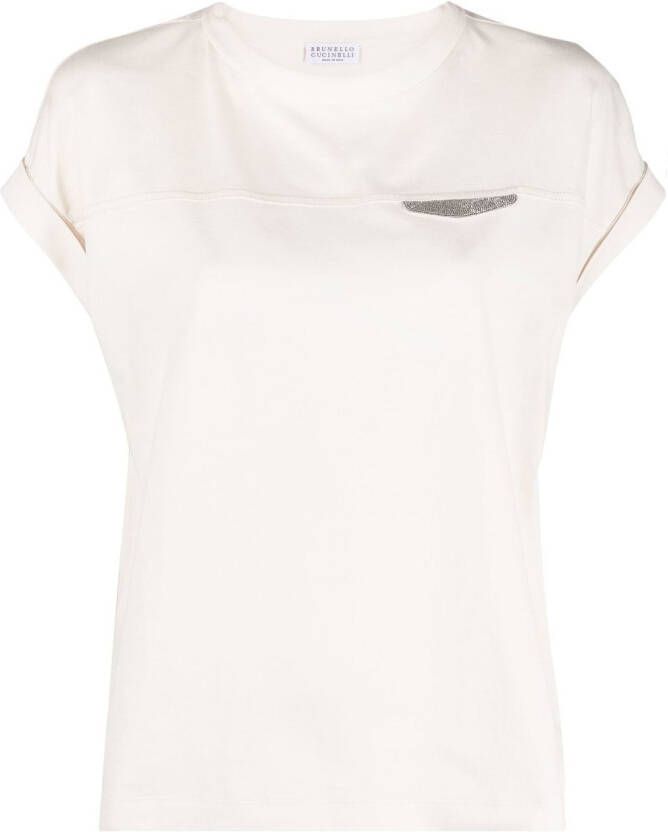 Brunello Cucinelli T-shirt met omgeslagen detail Wit