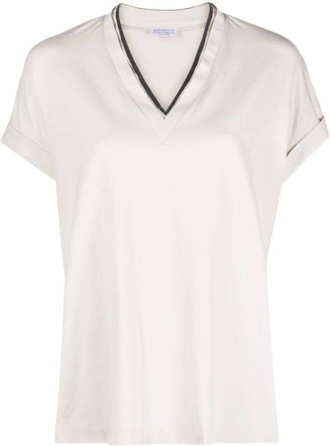 Brunello Cucinelli T-shirt met ronde hals Beige