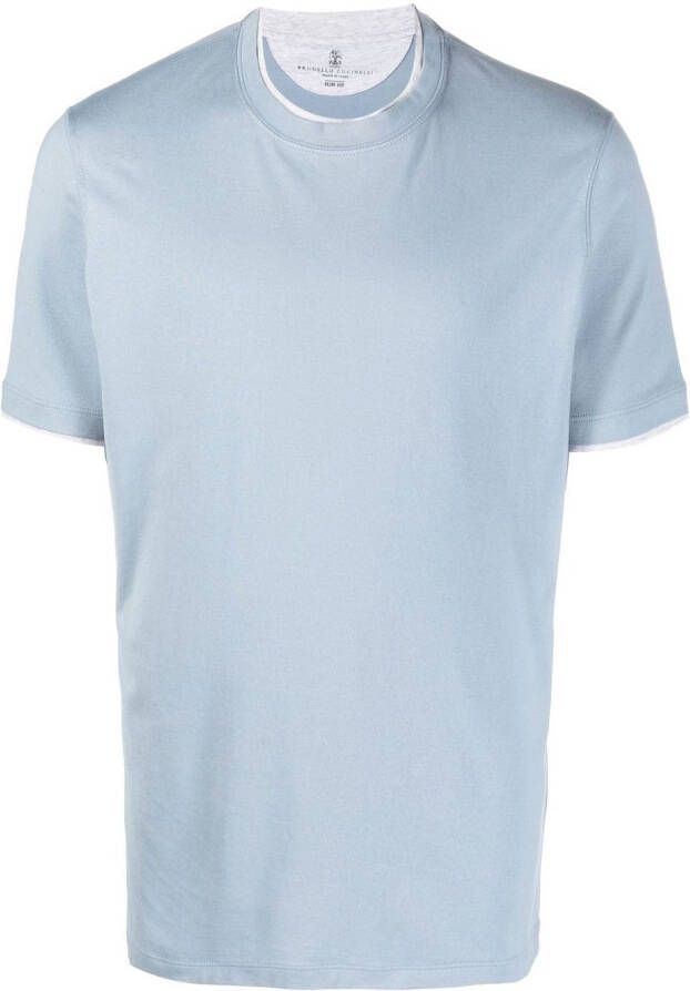 Brunello Cucinelli T-shirt met ronde hals Blauw
