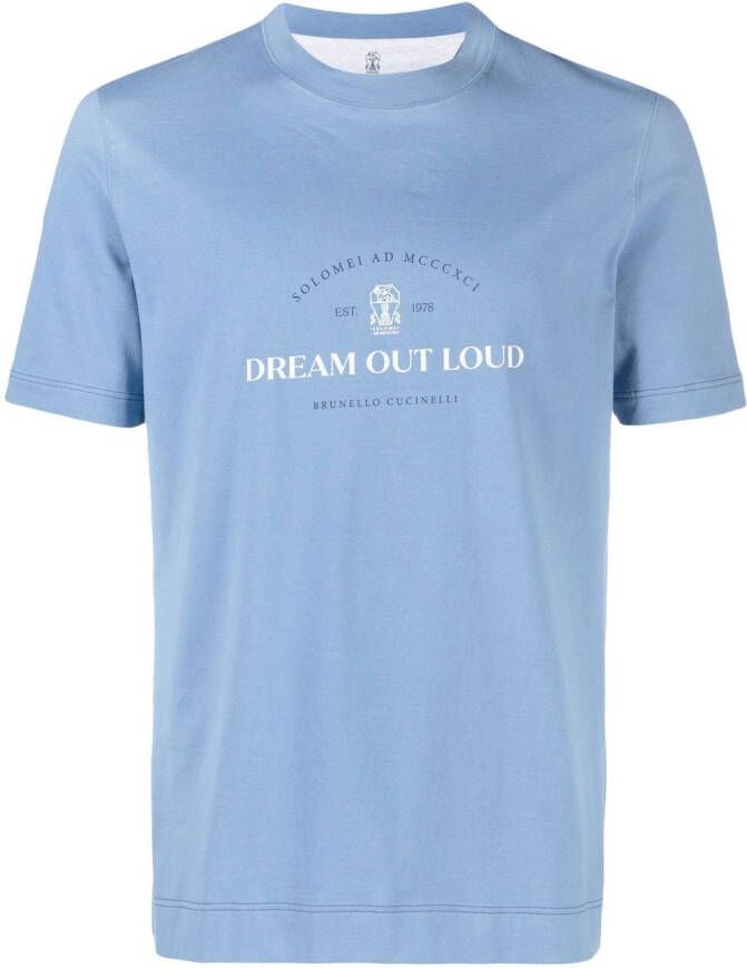 Brunello Cucinelli T-shirt met tekst Blauw