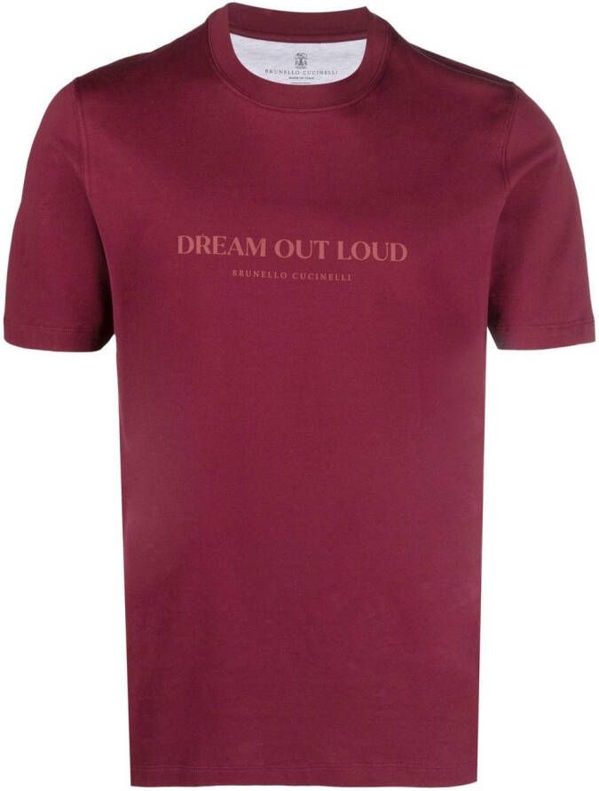 Brunello Cucinelli T-shirt met tekst Rood