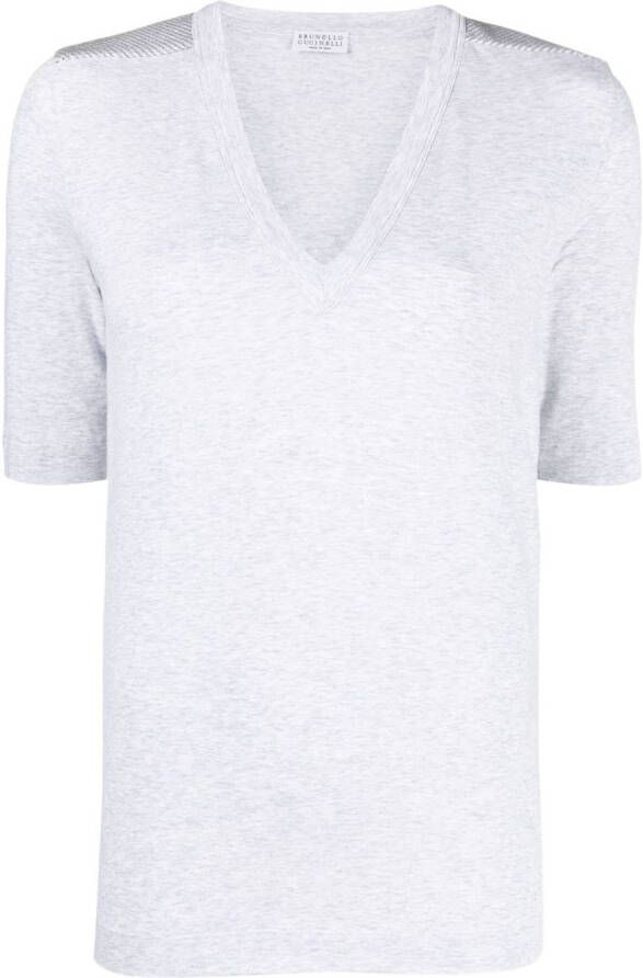 Brunello Cucinelli T-shirt met V-hals Grijs