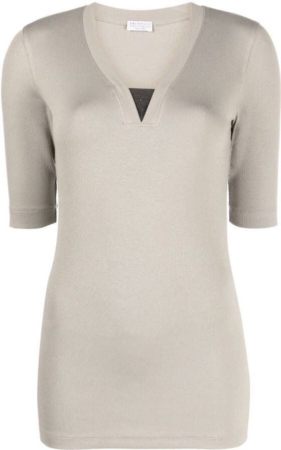 Brunello Cucinelli T-shirt met V-hals Groen