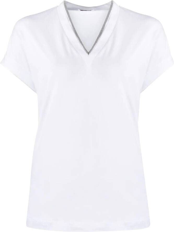 Brunello Cucinelli T-shirt met V-hals Wit