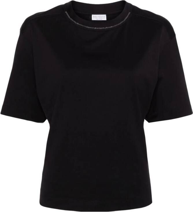 Brunello Cucinelli T-shirt verfraaid met kralen Zwart