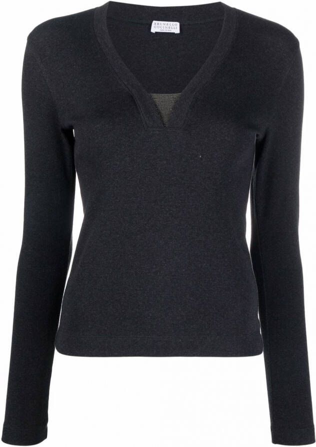 Brunello Cucinelli Top met V-hals Zwart