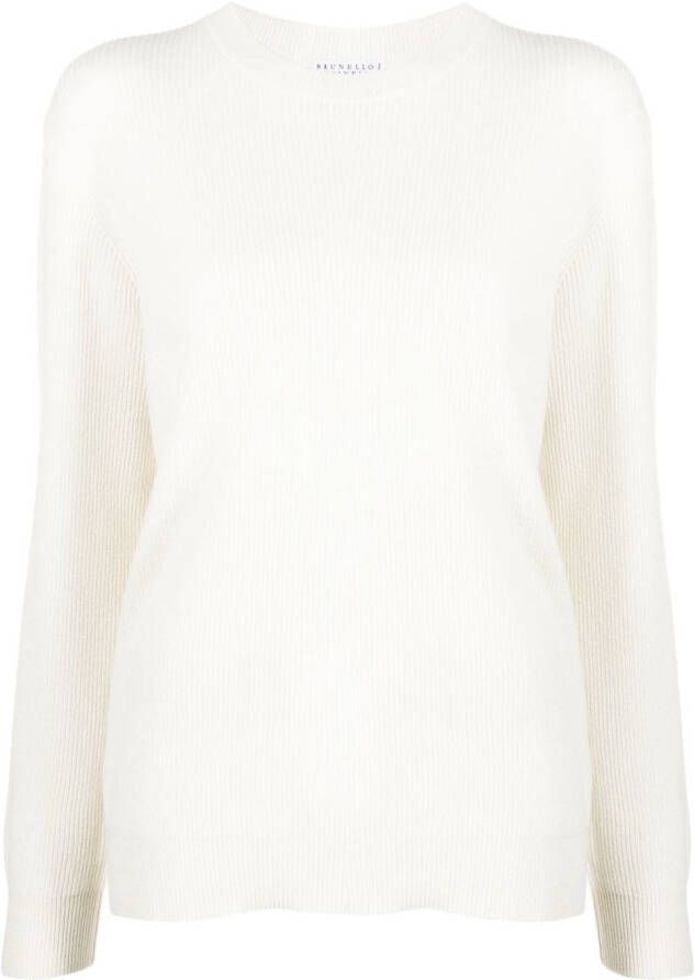 Brunello Cucinelli Trui met boothals Beige