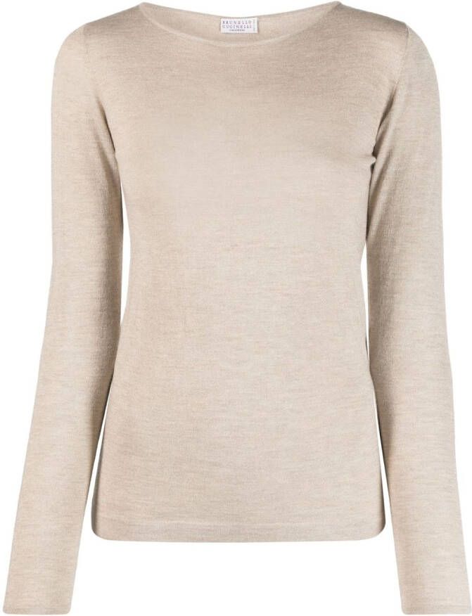 Brunello Cucinelli Trui met boothals Beige