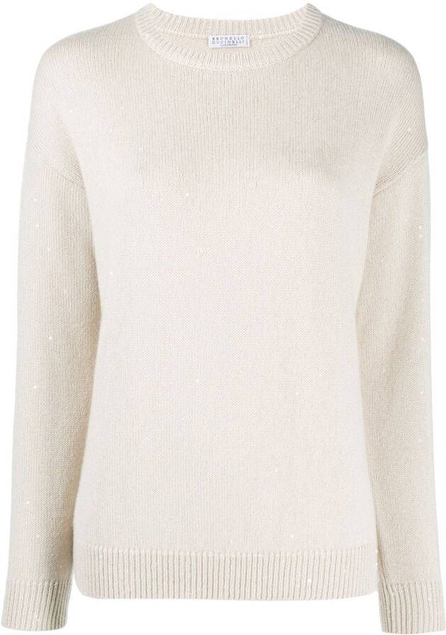 Brunello Cucinelli Trui met pailletten Beige