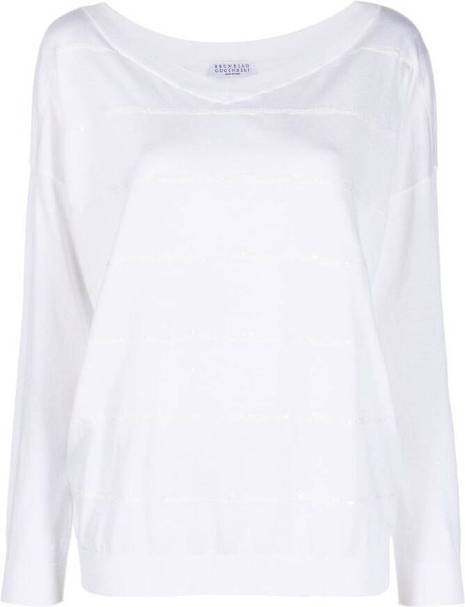Brunello Cucinelli Trui met V-hals Wit