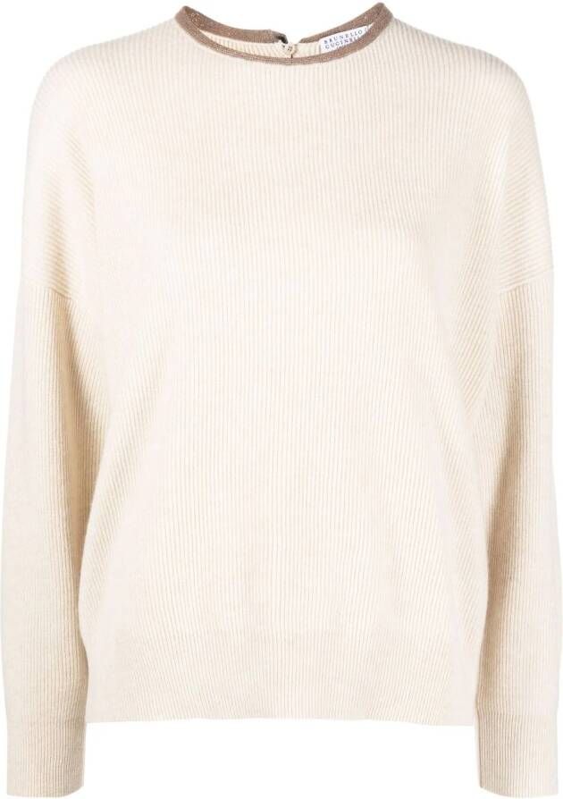 Brunello Cucinelli Trui verfraaid met kralen Beige
