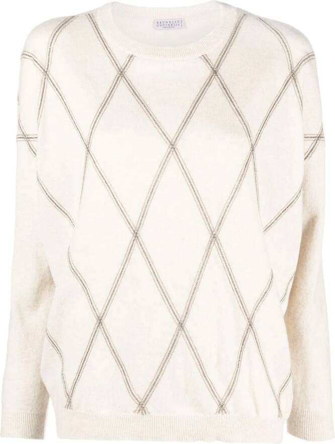 Brunello Cucinelli Trui verfraaid met kralen Beige