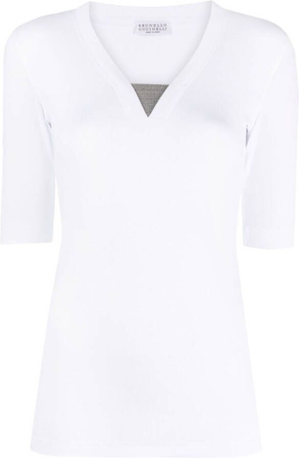 Brunello Cucinelli Top met V-hals Wit