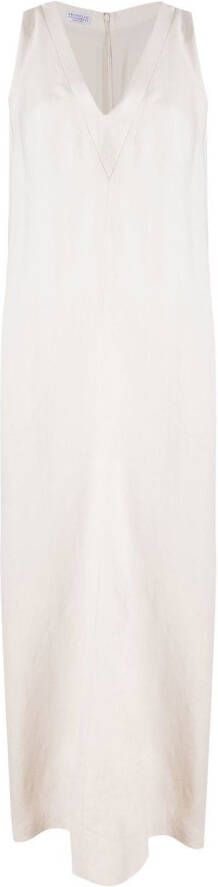 Brunello Cucinelli Midi-jurk met V-hals Wit
