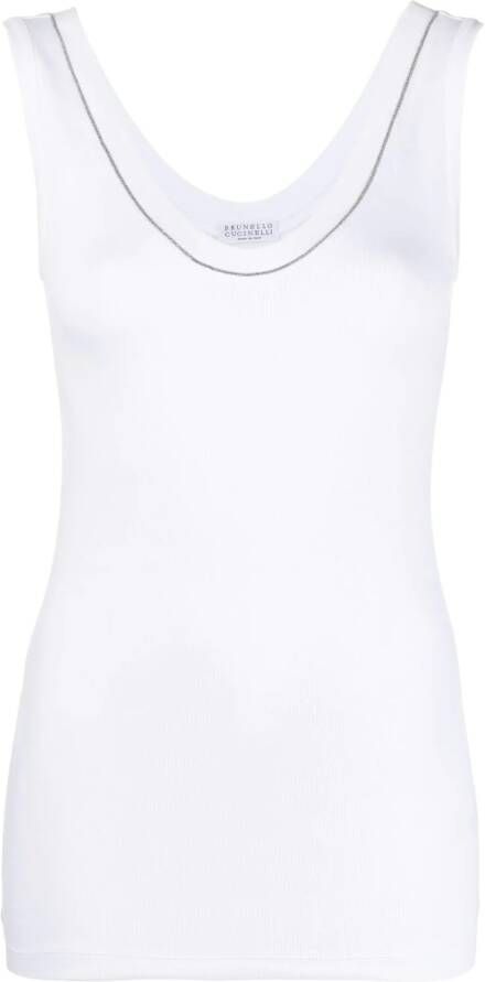 Brunello Cucinelli Verfraaide tanktop Wit