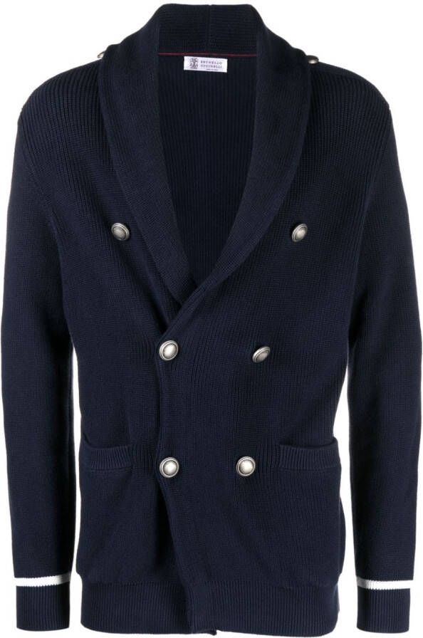 Brunello Cucinelli Vest met dubbele rij knopen Blauw
