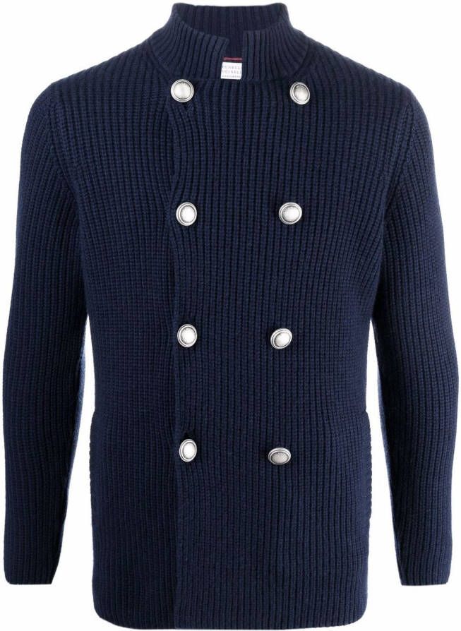 Brunello Cucinelli Vest met dubbele rij knopen Blauw