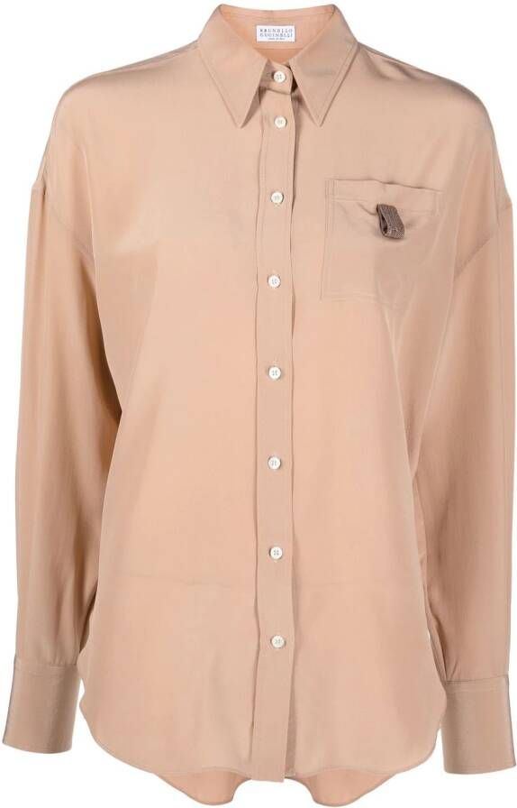 Brunello Cucinelli Zijden blouse Beige