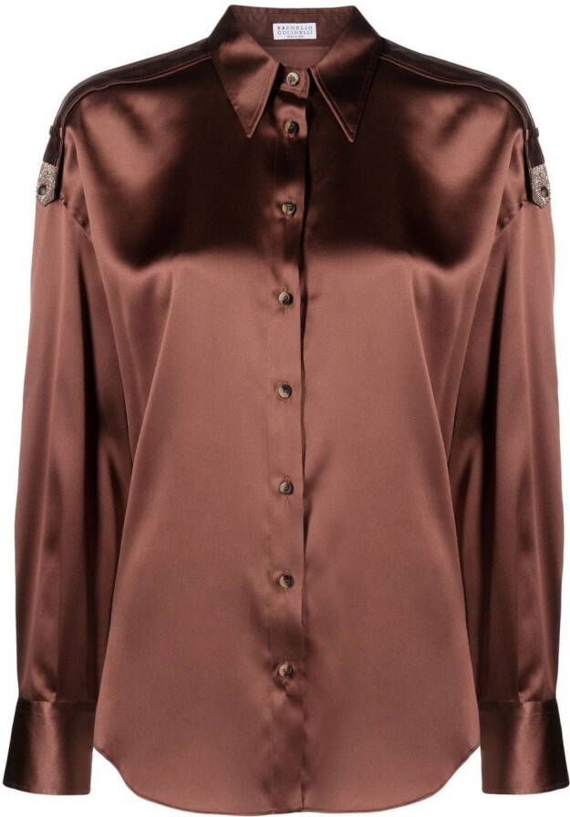 Brunello Cucinelli Zijden blouse Bruin