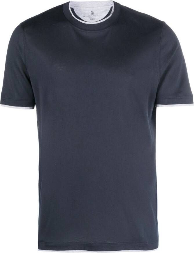 Brunello Cucinelli Zijden T-shirt Blauw