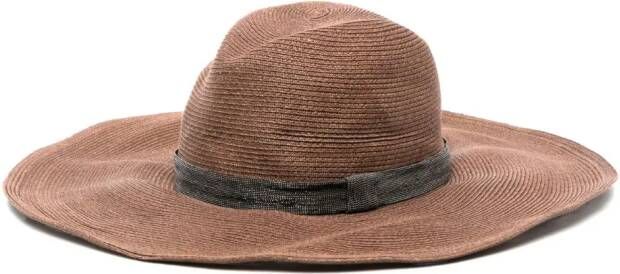 Brunello Cucinelli Zonnehoed met lint Bruin