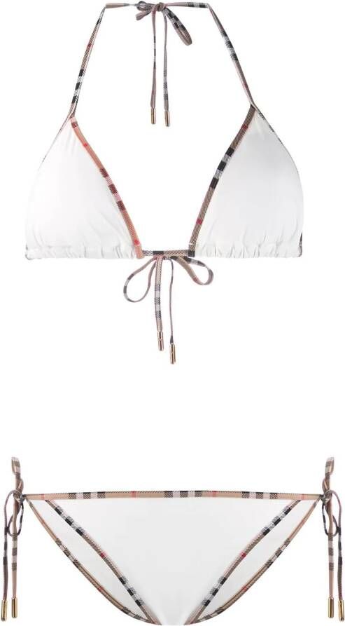 Burberry Bikini met vintage ruit afwerking Wit