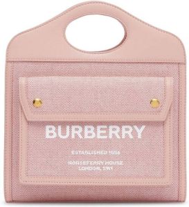 Burberry canvas leather-trim pocket bag Roze