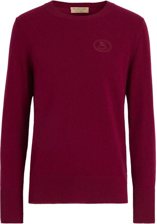 Burberry Cashmere logo embroidered jumper Rood