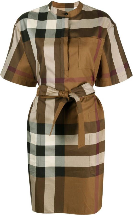 Burberry Geruite jurk Bruin