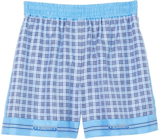 Burberry Geruite shorts Blauw