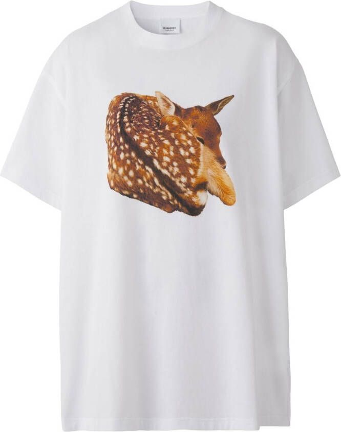 Burberry T-shirt met hertenprint Wit