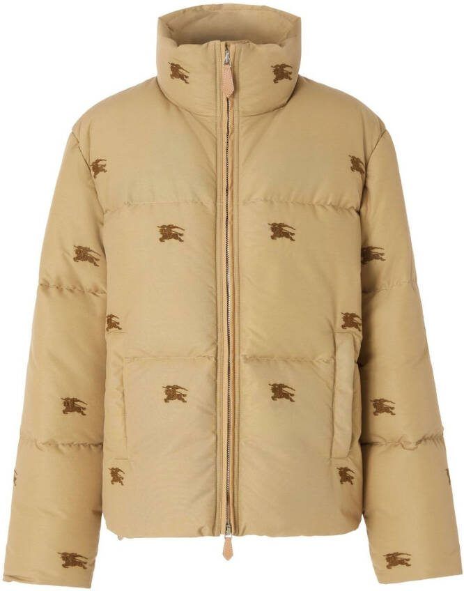 Burberry Donsjack met geborduurd logo Beige
