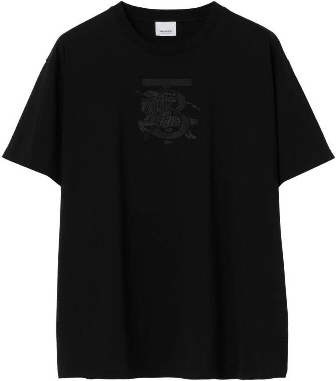 Burberry T-shirt met geborduurd monogram Zwart
