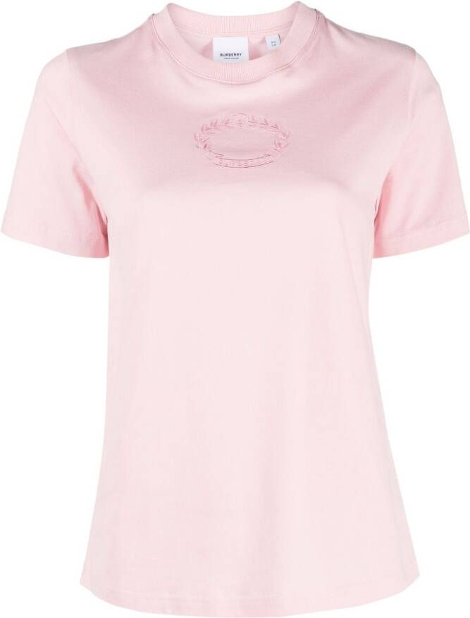 Burberry T-shirt met geborduurd logo Roze
