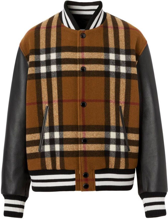 Burberry Geruit bomberjack Bruin