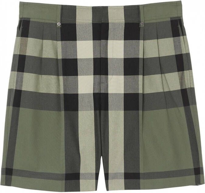 Burberry Geruite shorts Groen