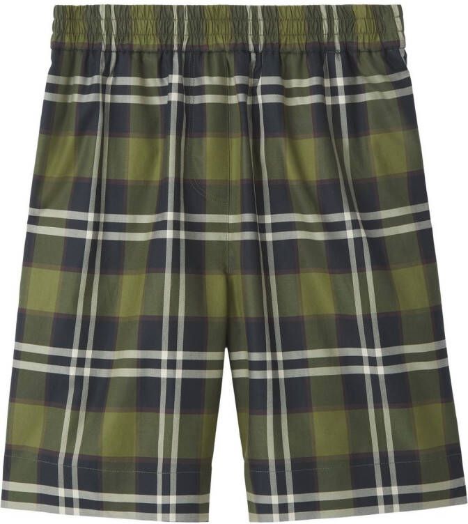 Burberry Geruite shorts Groen