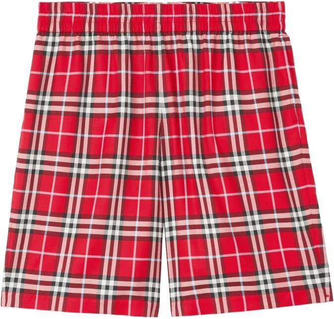 Burberry Geruite trainingsshorts Rood