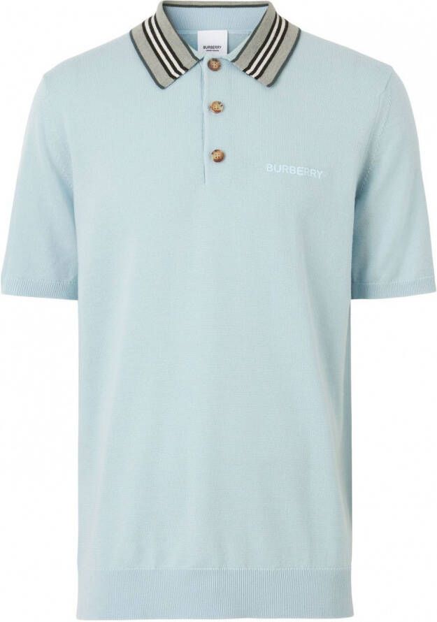 Burberry Poloshirt met logo Blauw