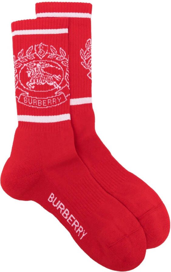 Burberry Sokken met intarsia logo Rood