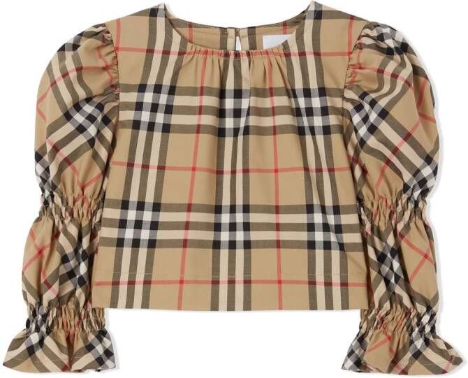 Burberry Kids Blouse met Vintage Check Beige