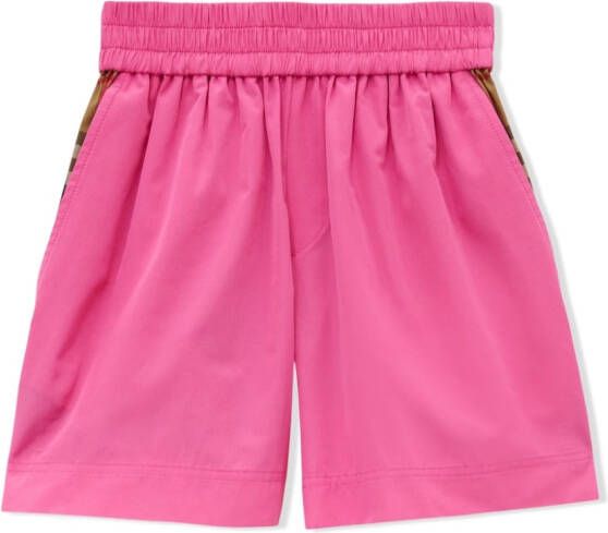 Burberry Kids Geruite shorts Roze
