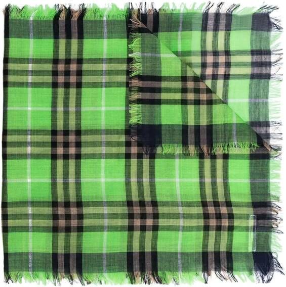 Burberry Kids checked scarf Groen