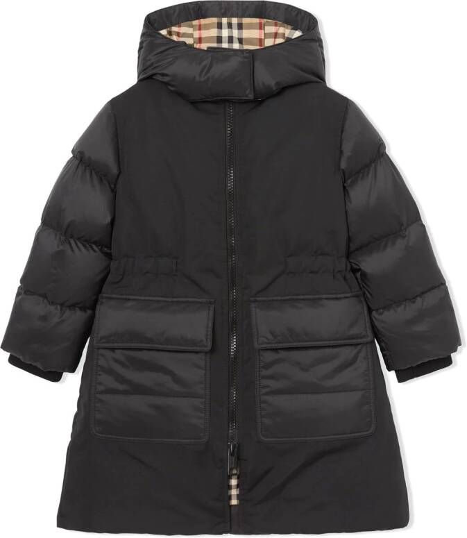 Burberry Kids Donsjas met Horseferry print Zwart