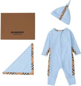 Burberry Kids Driedelige baby cadeauset Blauw